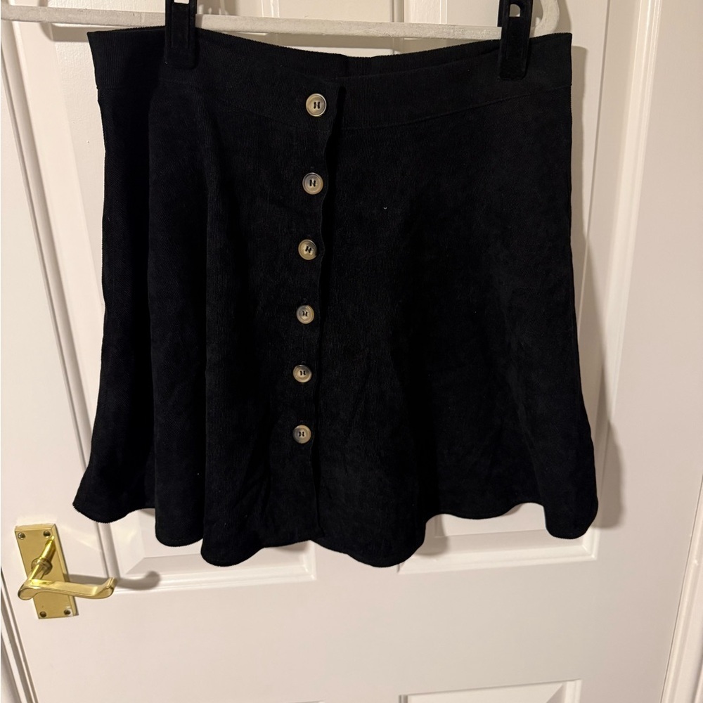2/$15 SHEIN Corduroy Black Button-Up Women's Skirt sz L - Picture 3 of 6